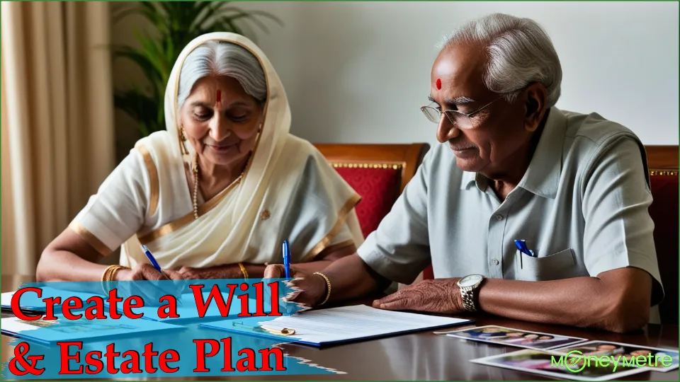 An old couple signing on documents. 