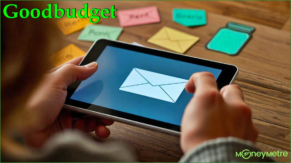 An image of the Goodbudget app on a tablet screen, illustrating the “envelope” budgeting method.